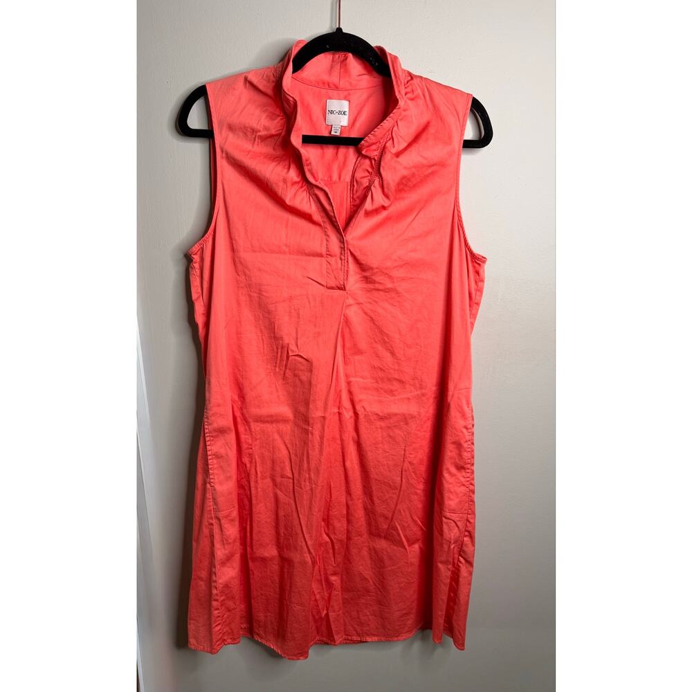 Nic + Zoe Women’s Coral Ruffle Collar 100% Cotton Casual Dress - Size Medium